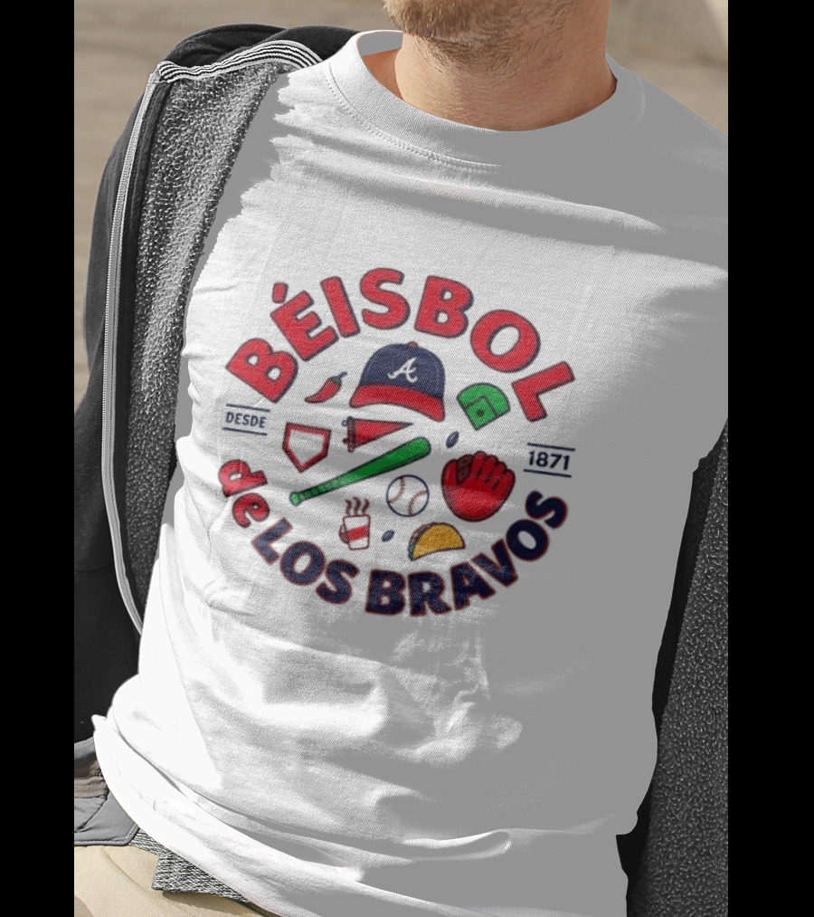 Béisbol De Los Bravos Atlanta Braves Desde 1871 Cap Glove Bat Baseball Iconography T-Shirt
