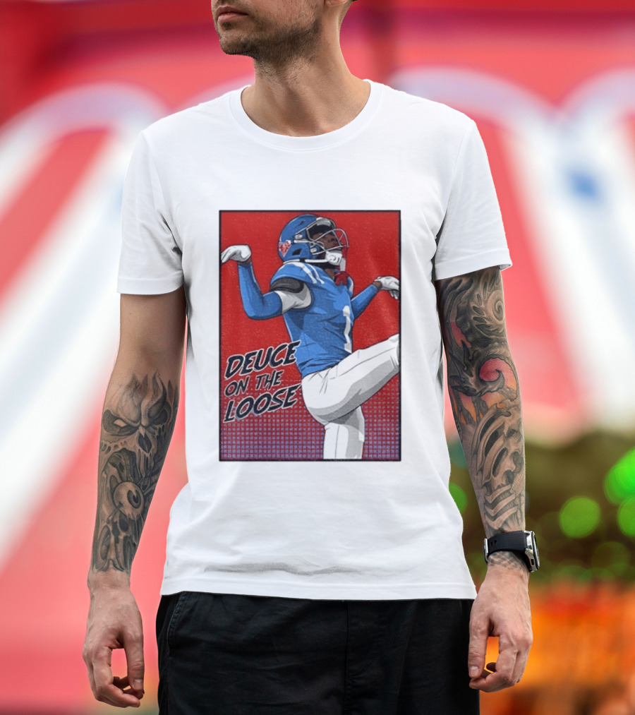 Deuce On The Loose Ole Miss Rebels Football Player Action T-Shirt