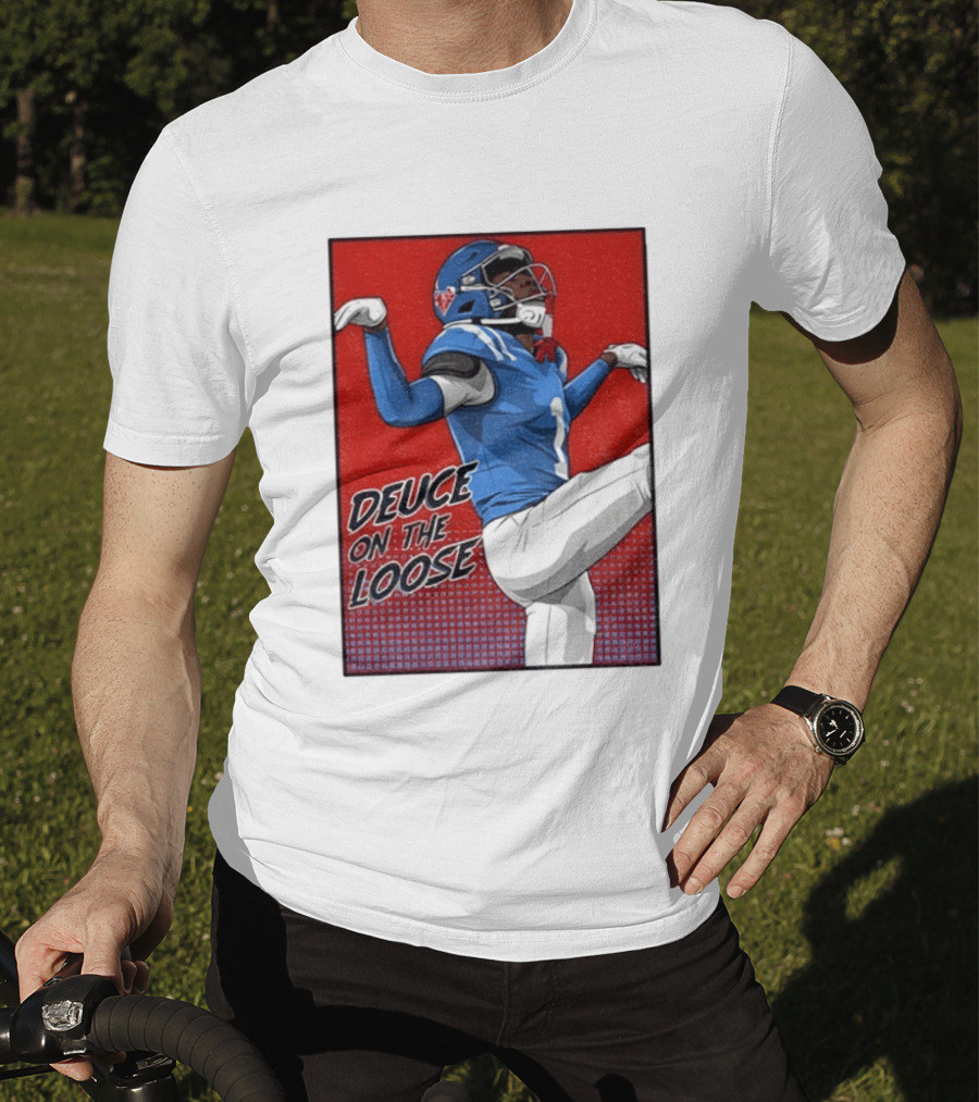 Deuce On The Loose Ole Miss Rebels Football Player Action T-Shirt
