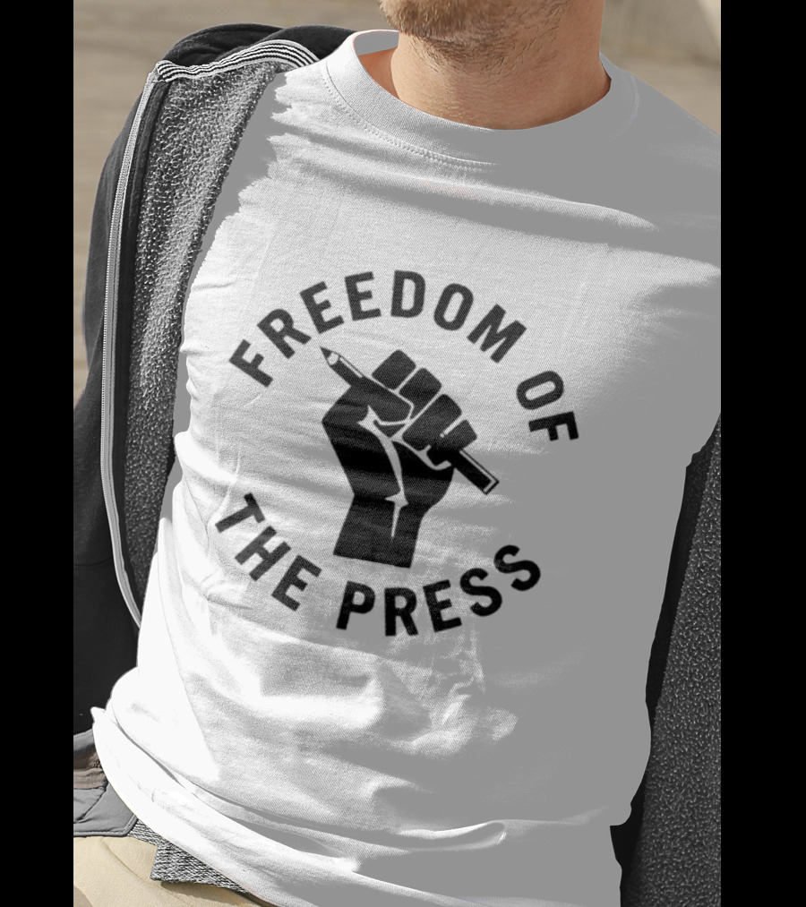 Freedom Of The Press Raised Fist Holding Pencil T-Shirt