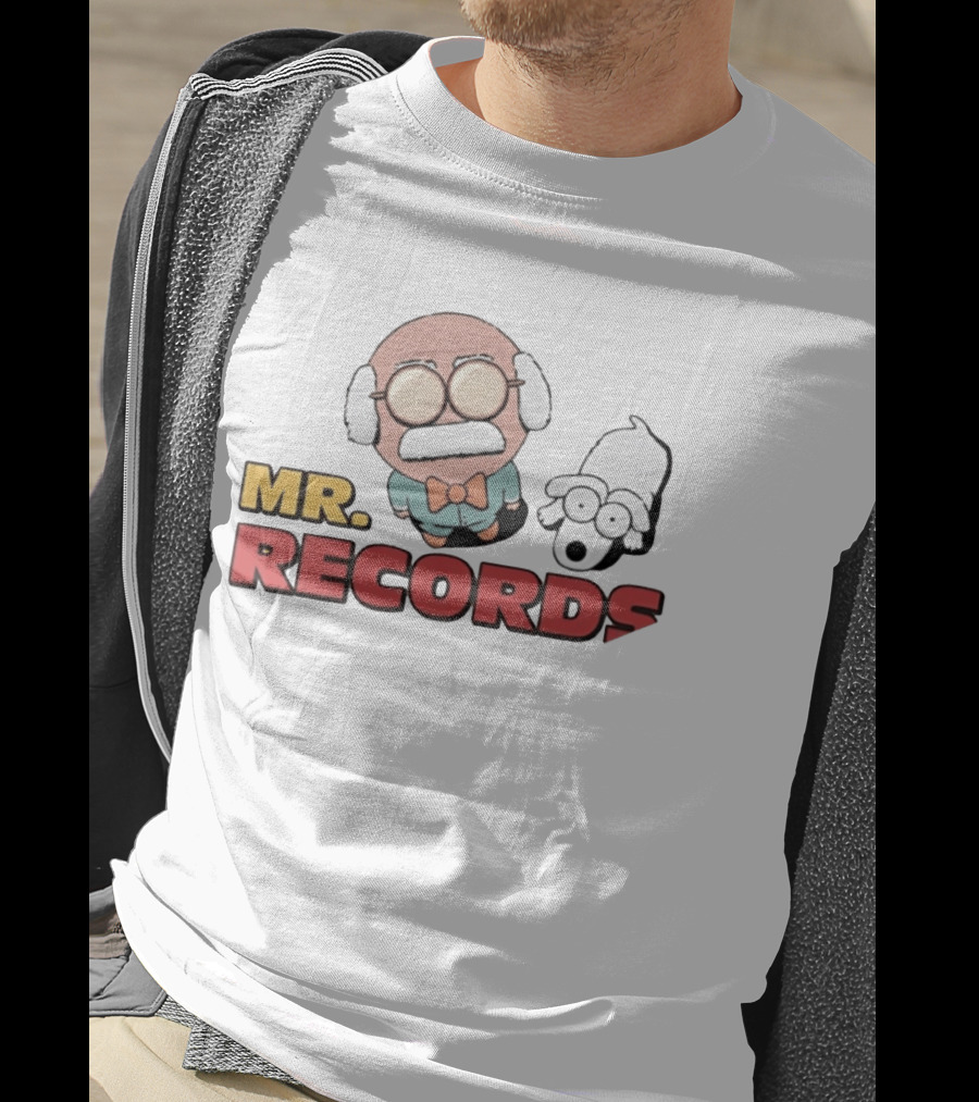 MR. RECORDS Cartoon Style Grandpa And Dog Duo T-Shirt