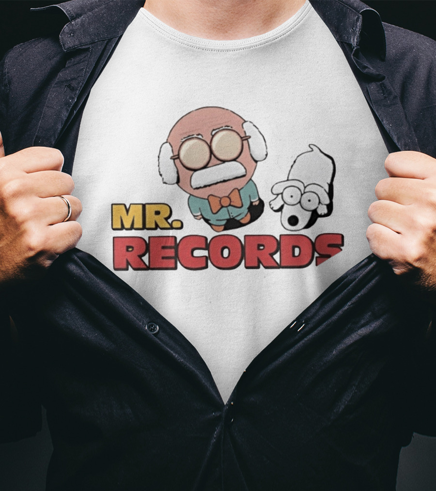 MR. RECORDS Cartoon Style Grandpa And Dog Duo T-Shirt