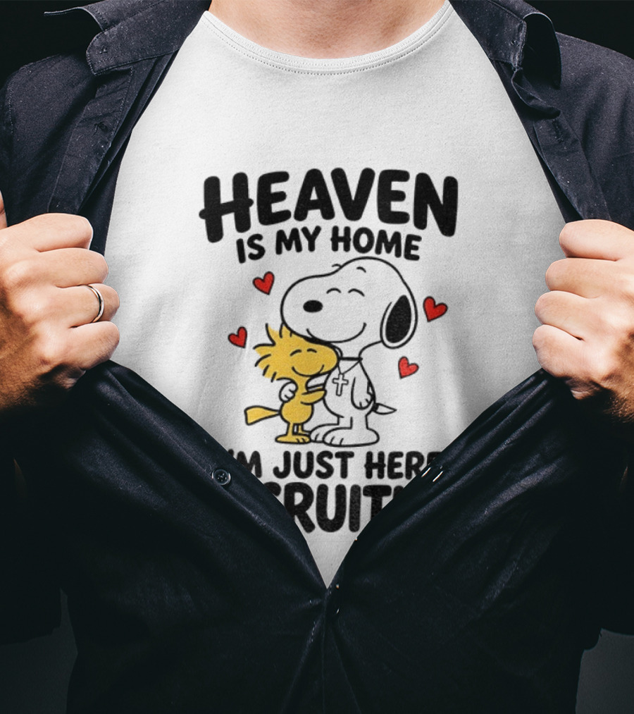 Heaven Is My Home Snoopy Hugs Woodstock I'm Just Here Recruiting T-Shirt
