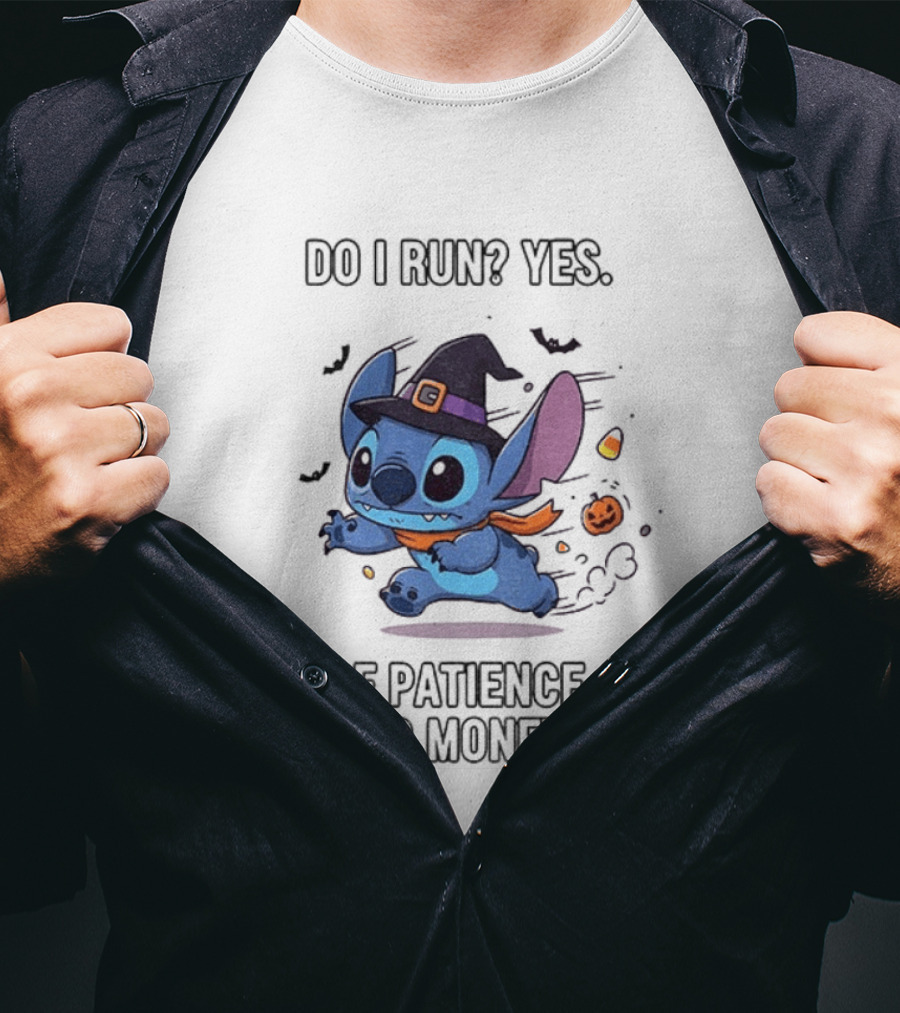 Stitch Witch Do I Run Yes Out Of Patience Time And Money Halloween T-Shirt