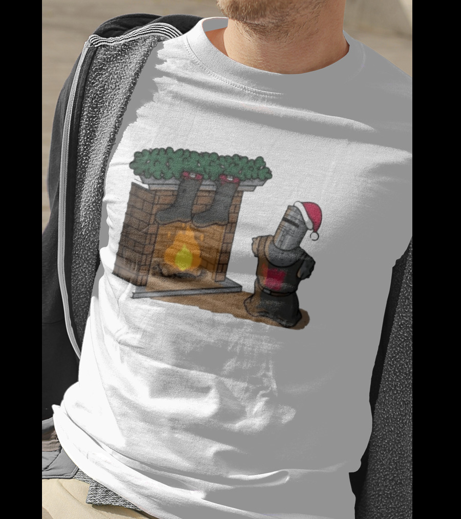 Monty Python Black Knight Christmas Holiday Fireplace Scene T-Shirt