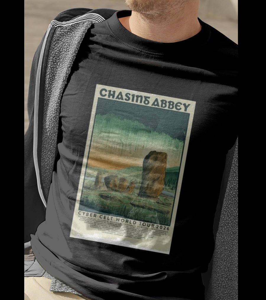 Chasin Abbey Cyber Celt World Tour 2026 Stone Circle Landscape T-Shirt
