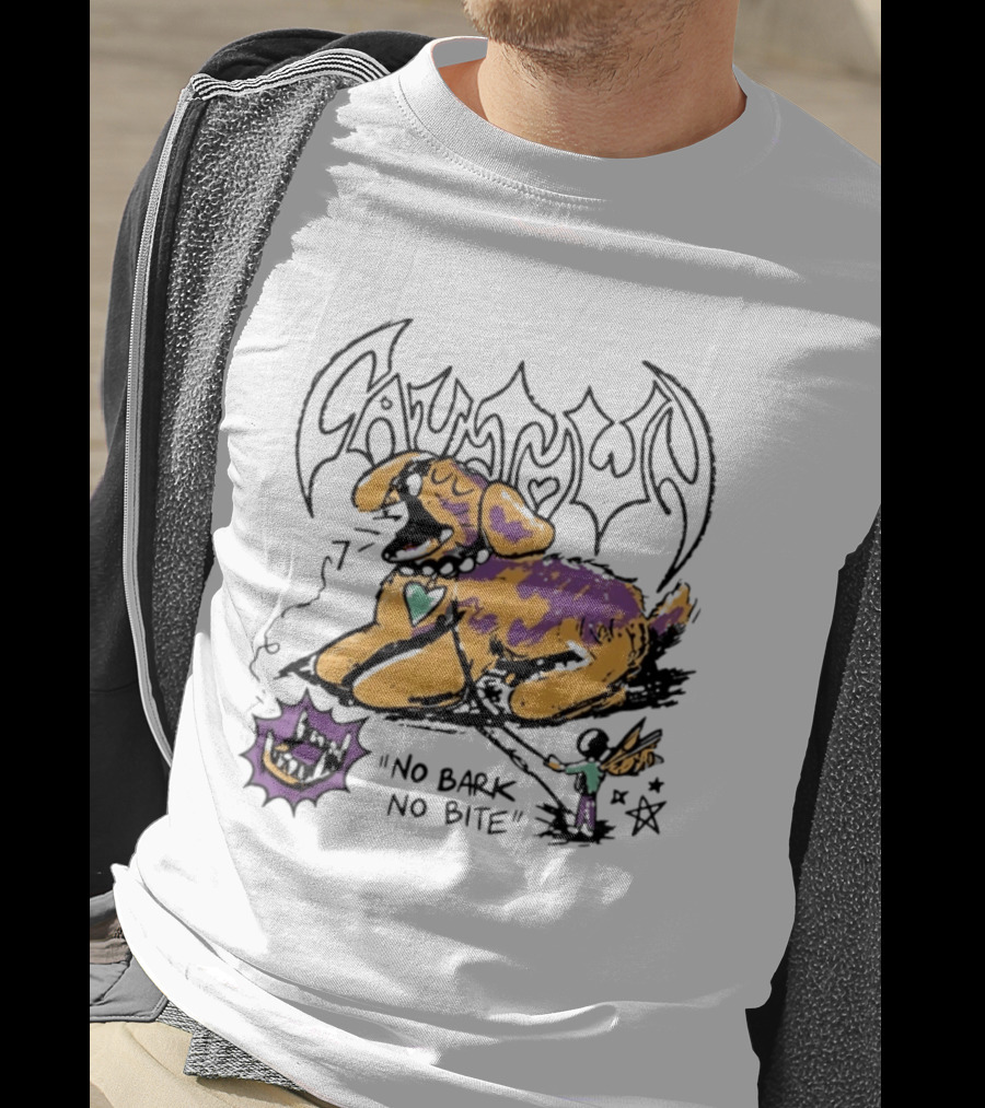 Cautown No Bark No Bite Dog Streetwear Alternative Heart Collar And Star T-Shirt