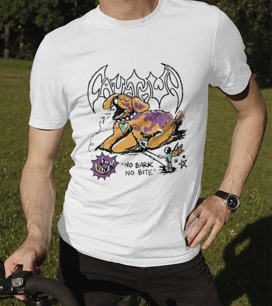 Cautown No Bark No Bite Dog Streetwear Alternative Heart Collar And Star T-Shirt