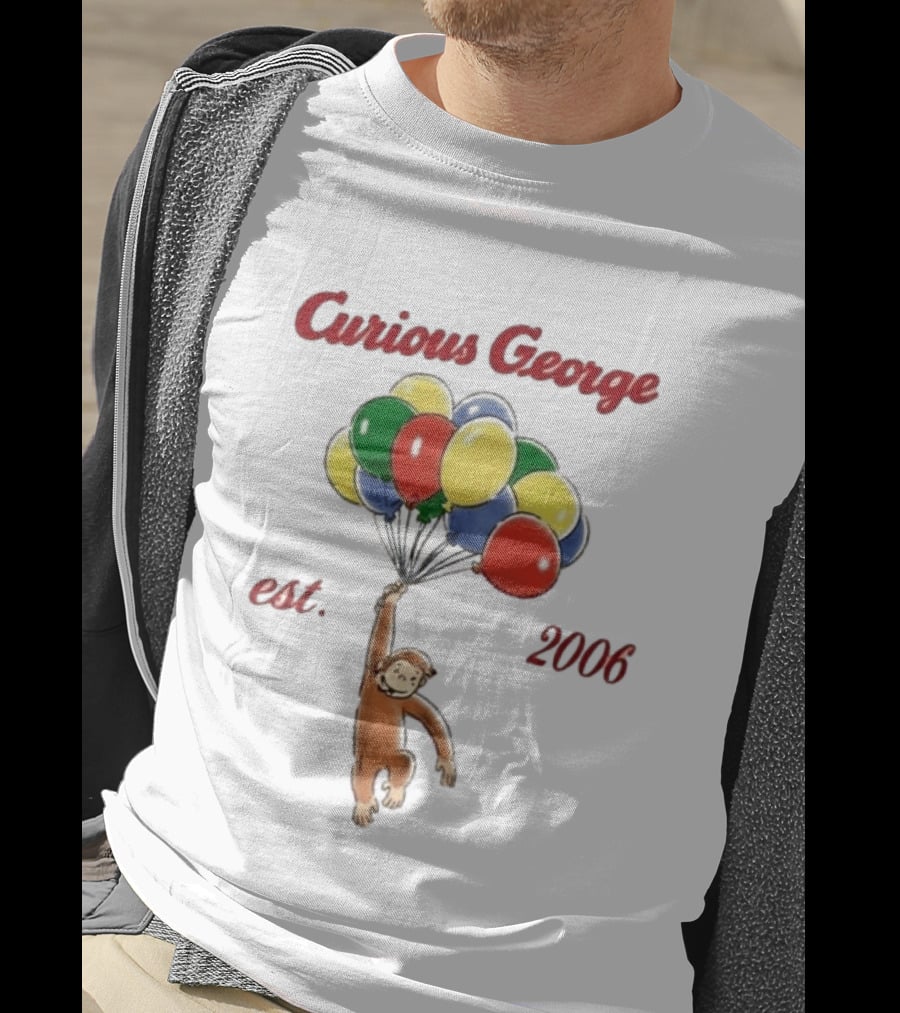 Curious George Est 2006 Balloons Vintage Style Retro Fun T-Shirt