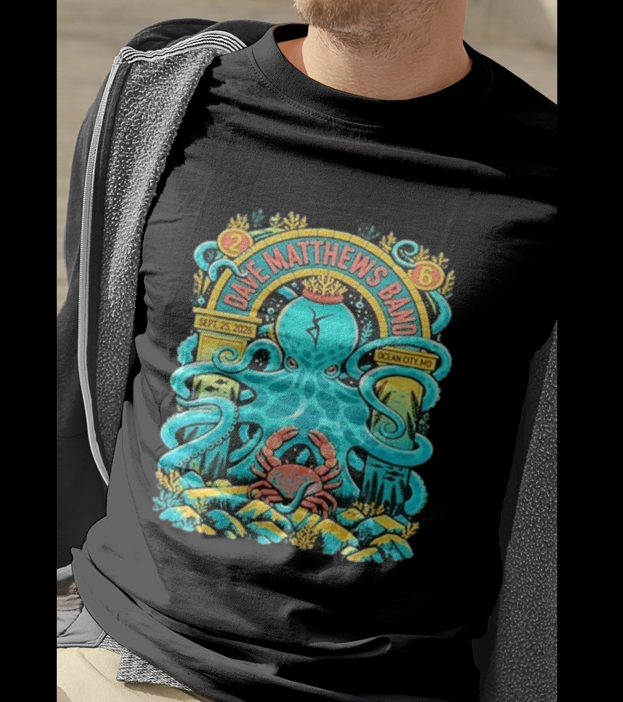 Dave Matthews Band Sept 25 2026 Ocean City Maryland Festival Ocean Crab Octopus T-Shirt