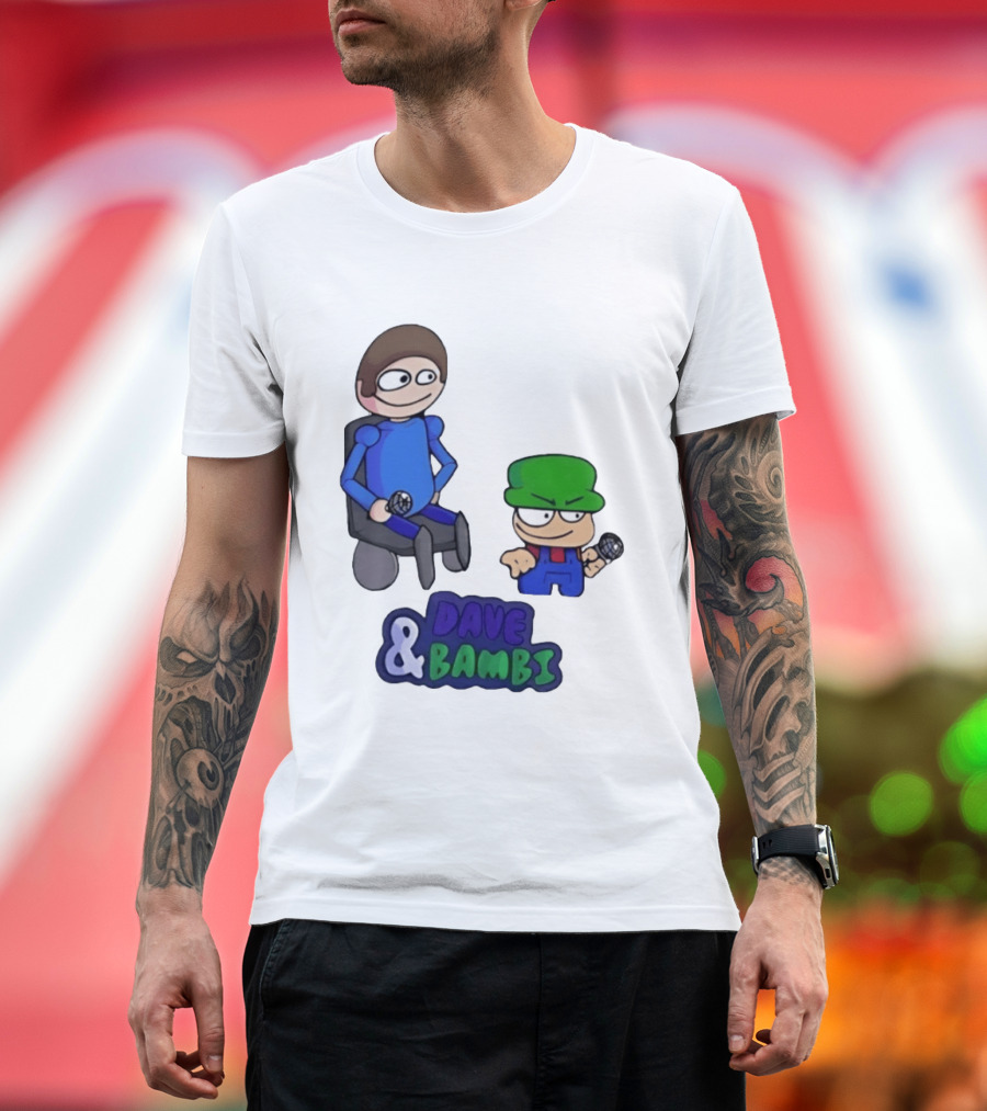 Friday Night Funkin Dave And Bambi Characters With Microphones T-Shirt