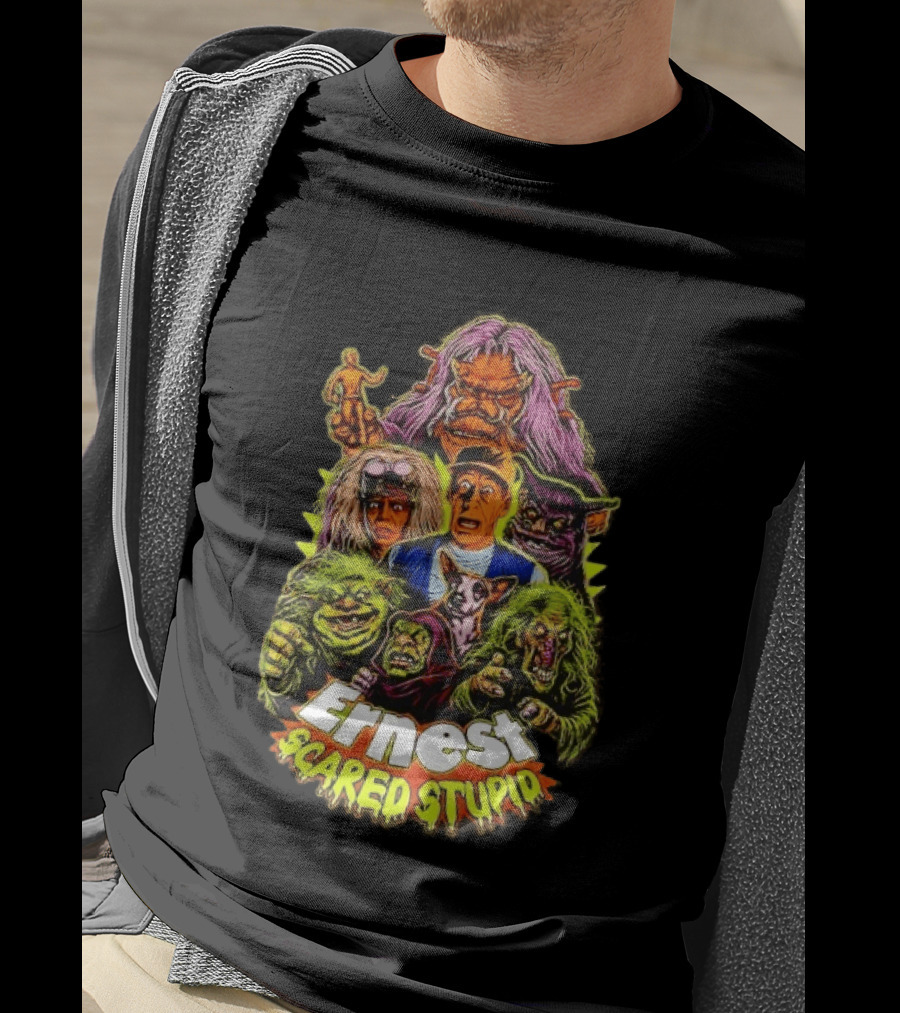 Ernest Scared Stupid Movie Characters Jim Varney Trolls Colorful T-Shirt