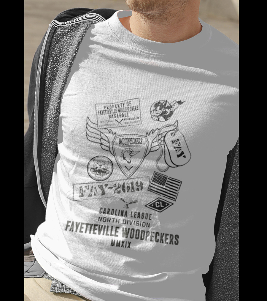 Fayetteville Woodpeckers Property Of Baseball Carolina League North Division 2019 MNXIX FAY T-Shirt