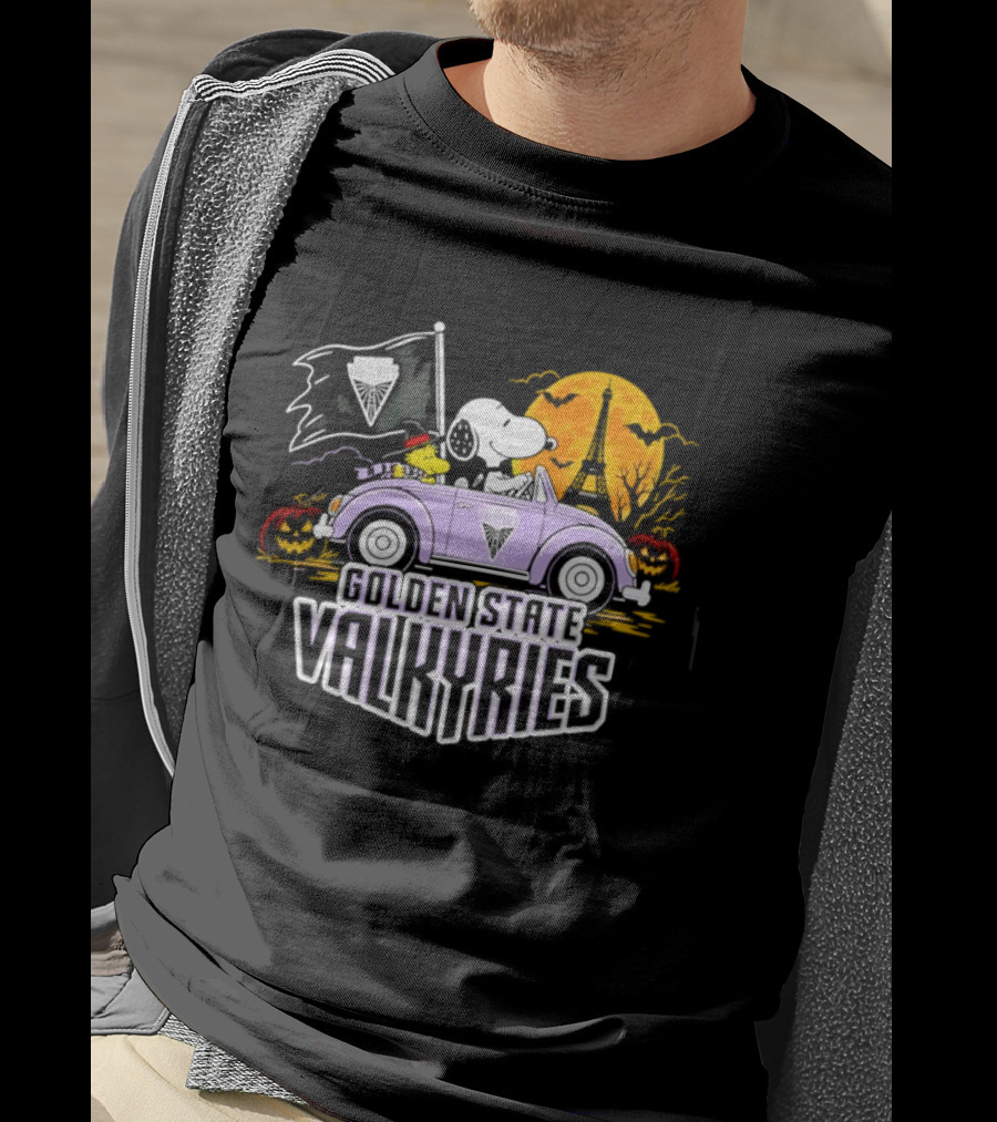 Golden State Valkyries Snoopy Woodstock Halloween Ride T-Shirt