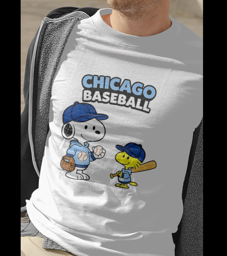 Chicago Cubs Baseball Snoopy Woodstock Peanuts Cartoon MLB T-Shirt