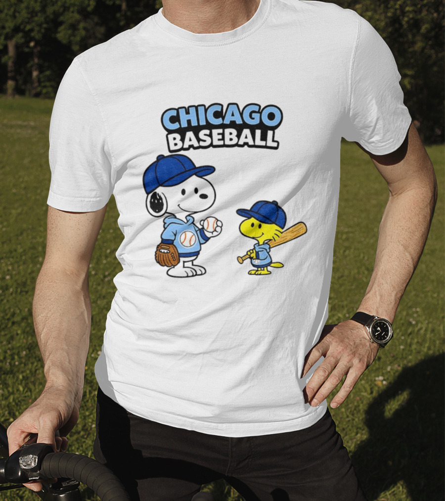 Chicago Cubs Baseball Snoopy Woodstock Peanuts Cartoon MLB T-Shirt