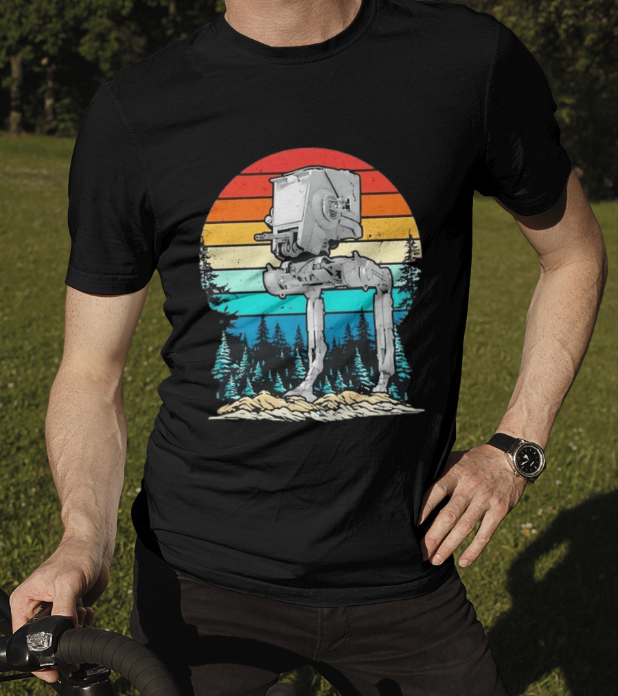 Star Wars AT ST Walker Retro Sunset And Pine Forest Scene T-Shirt