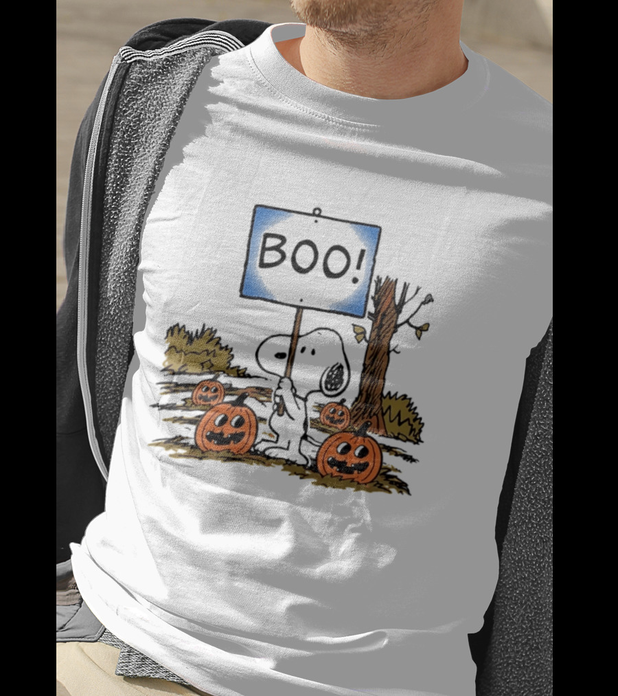 Snoopy Boo Sign Peanuts Halloween Pumpkins T-Shirt