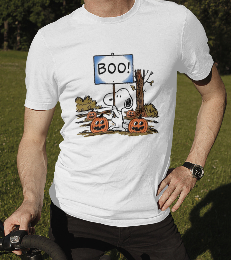 Snoopy Boo Sign Peanuts Halloween Pumpkins T-Shirt