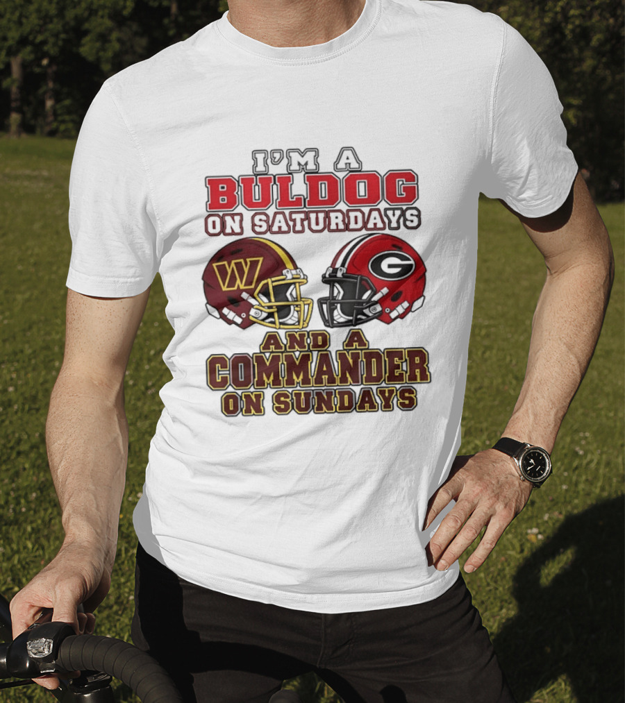 I'm A Bulldog On Saturdays And A Commander On Sundays Football Helmets T-Shirt