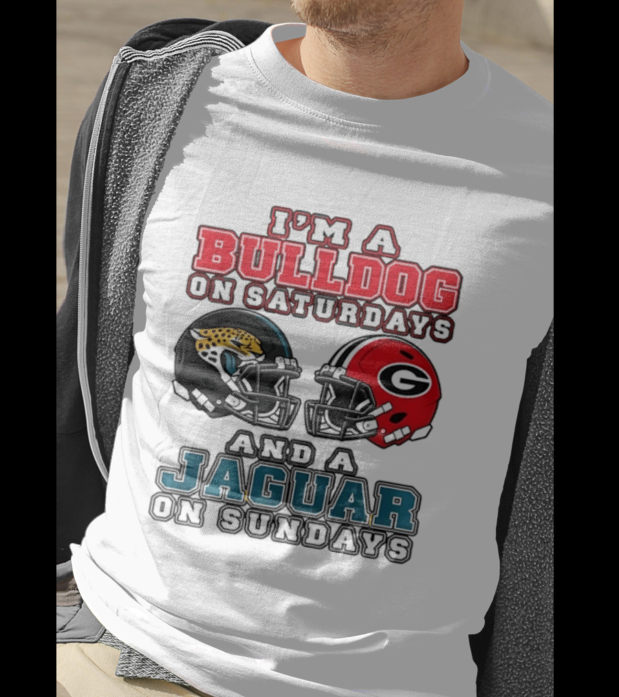I'm A Bulldog On Saturdays Georgia Bulldogs And A Jaguar On Sundays Jacksonville Jaguars T-Shirt