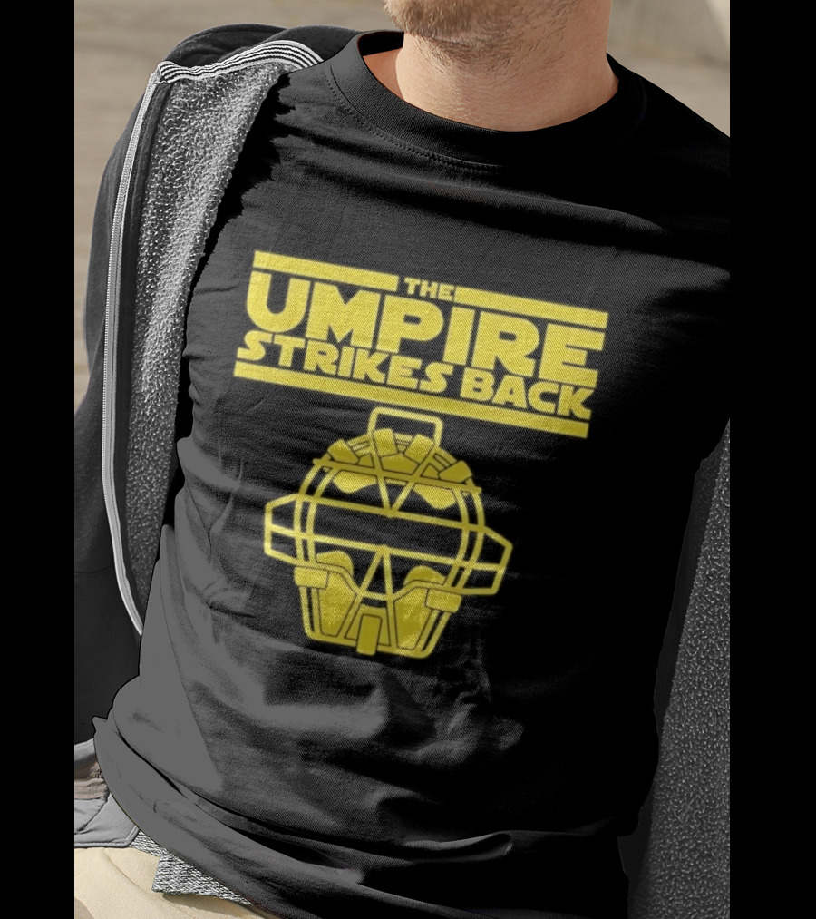 The Umpire Strikes Back Baseball Umpire Mask Retro Yellow T-Shirt