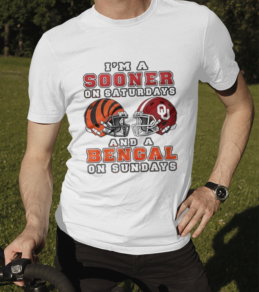 I'm A Sooner On Saturdays And A Bengal On Sundays Sports Fan Gear T-Shirt