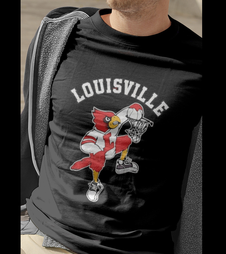 Louisville Cardinals Basketball Mascot Dunking T-Shirt