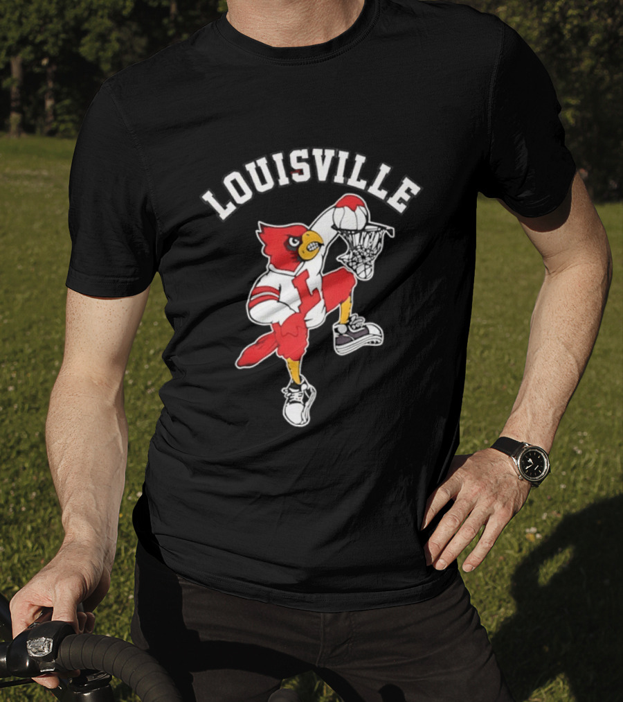Louisville Cardinals Basketball Mascot Dunking T-Shirt
