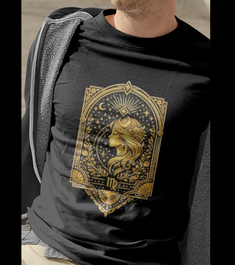 Virgo Goddess Zodiac Symbol Astrology Art Nouveau T-Shirt