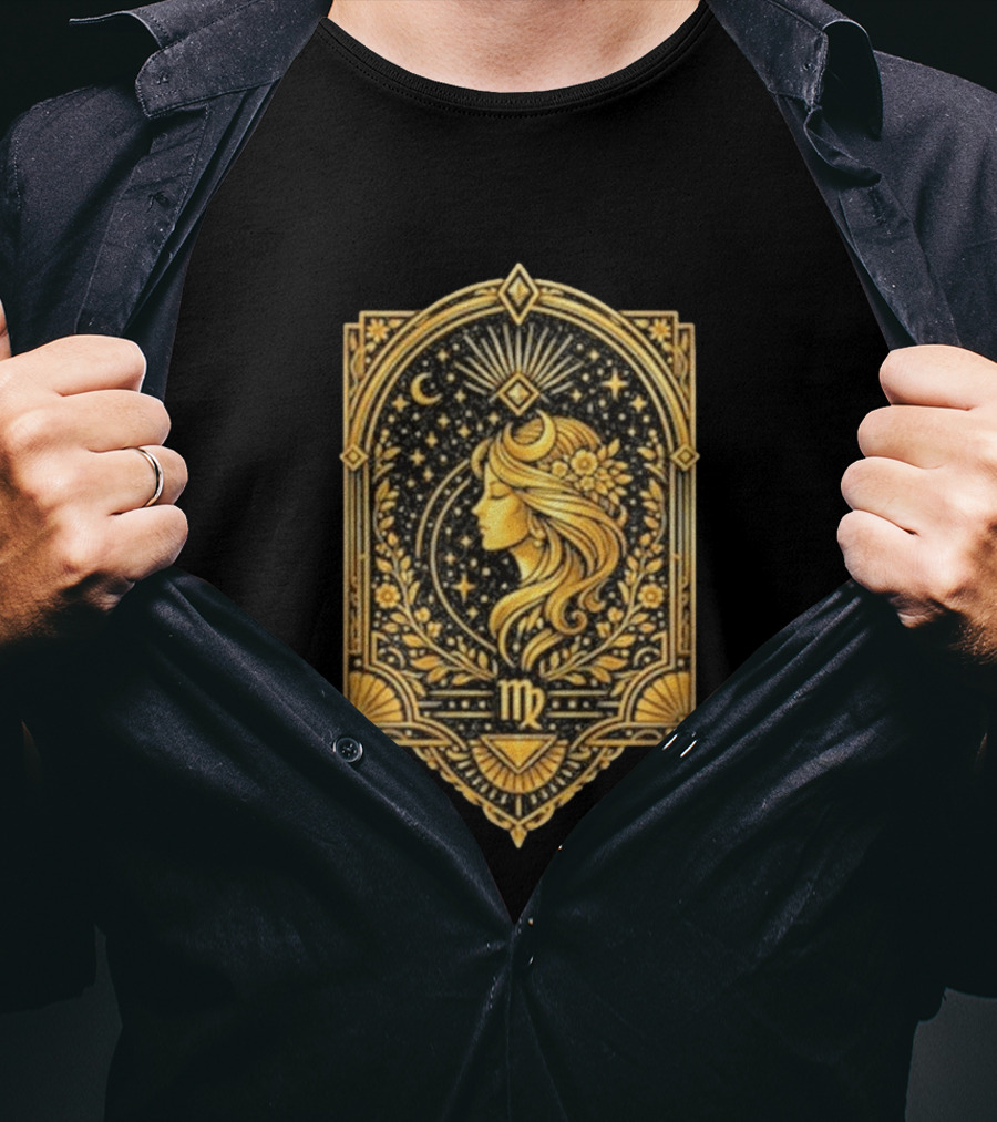 Virgo Goddess Zodiac Symbol Astrology Art Nouveau T-Shirt