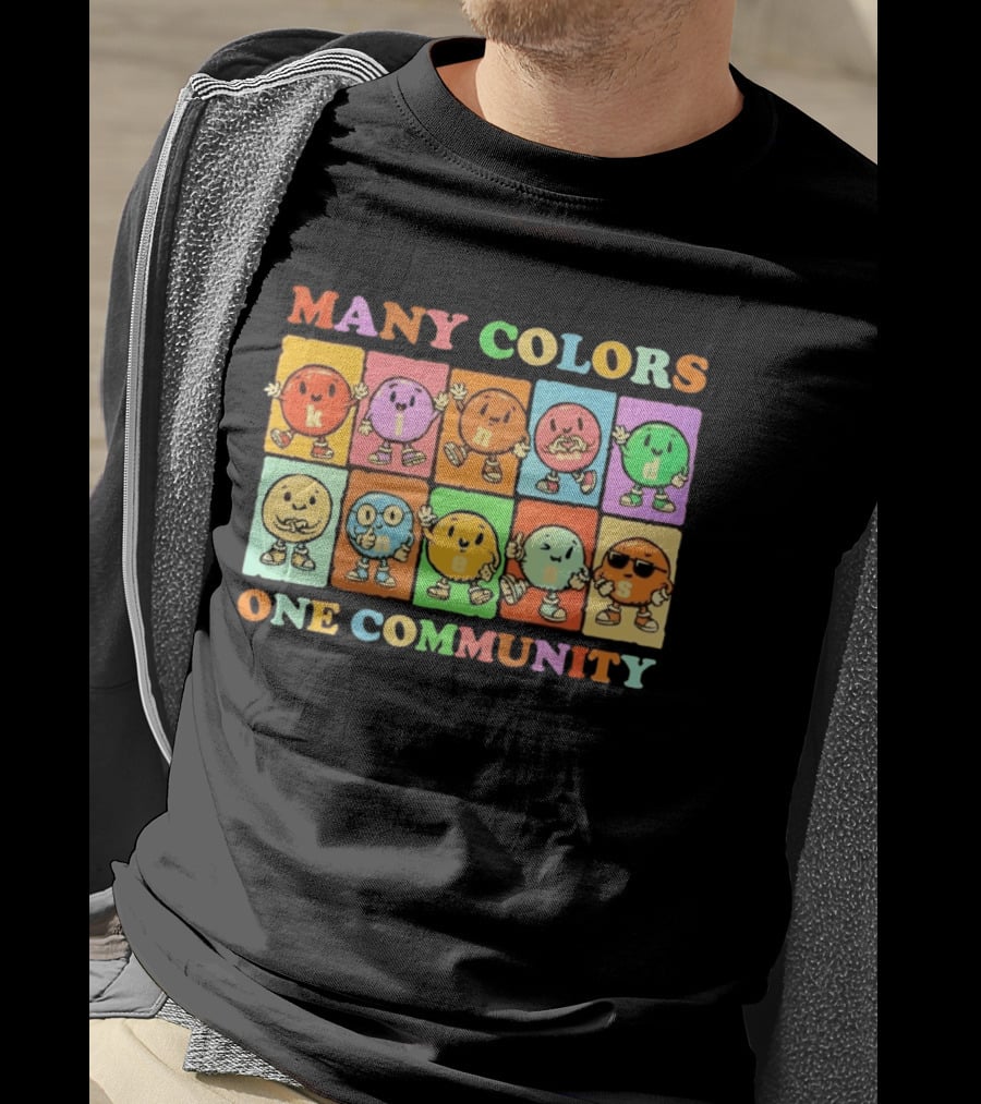 Many Colors Kindness One Community Cartoon Characters T-Shirt