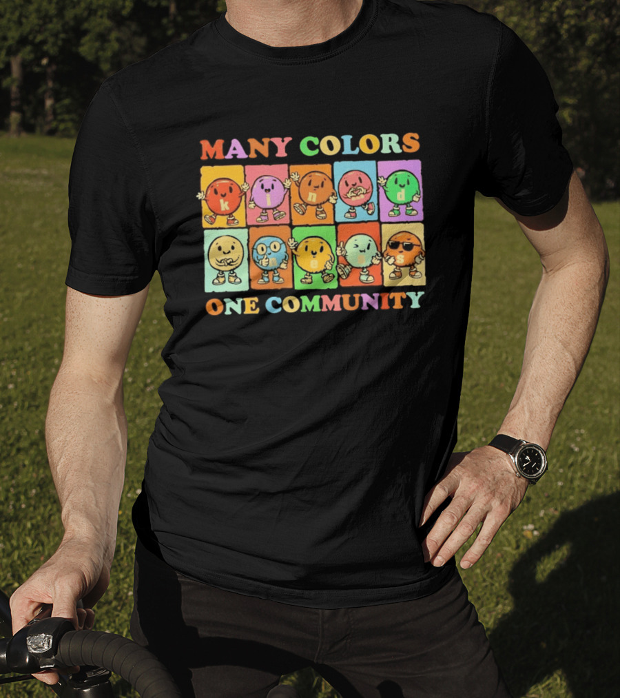 Many Colors Kindness One Community Cartoon Characters T-Shirt