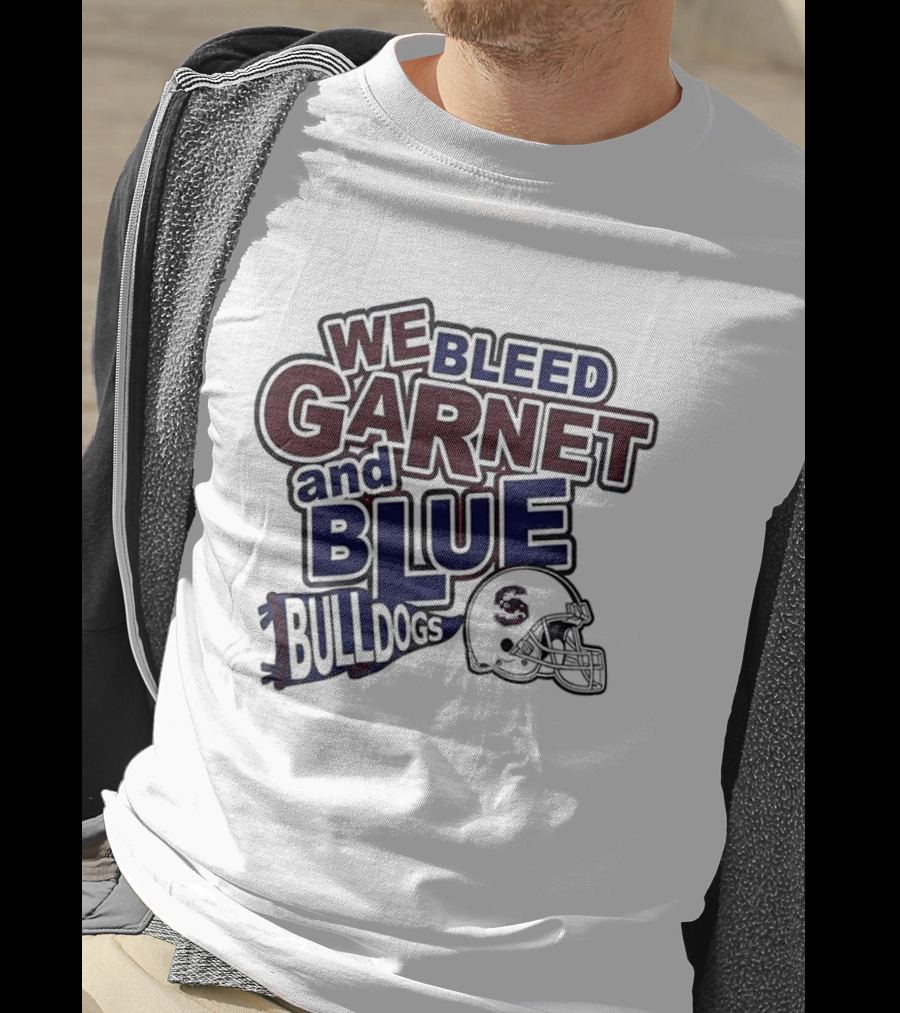 We Bleed Garnet And Blue Bulldogs South Carolina State Football T-Shirt
