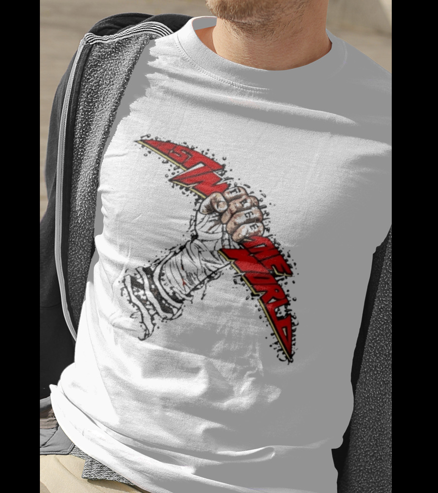MMA Fighter Fist Power Justin The World Red And Black T-Shirt