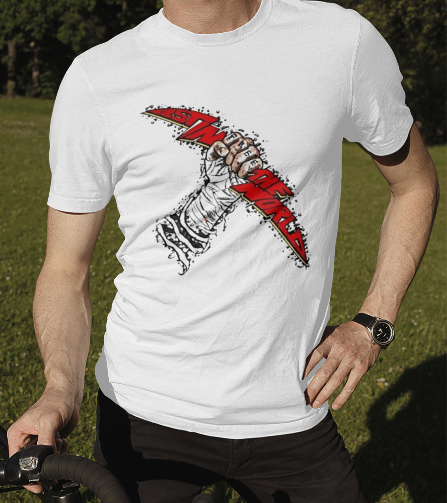 MMA Fighter Fist Power Justin The World Red And Black T-Shirt