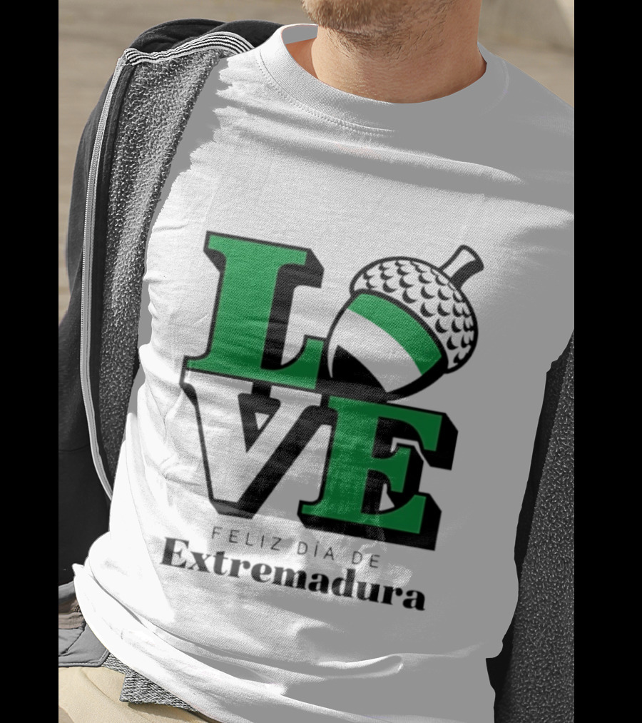 Love Feliz Día De Extremadura Acorn Icon Spain Celebration T-Shirt
