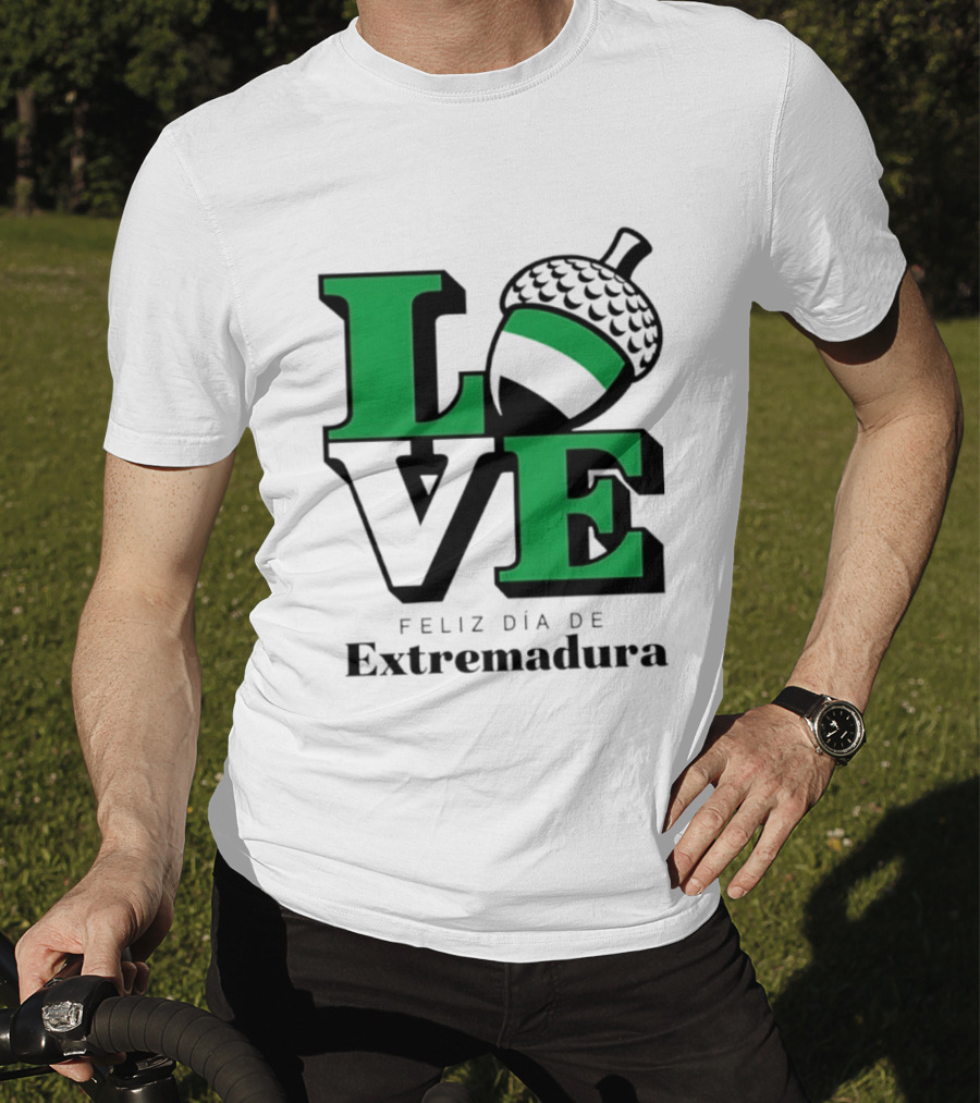 Love Feliz Día De Extremadura Acorn Icon Spain Celebration T-Shirt