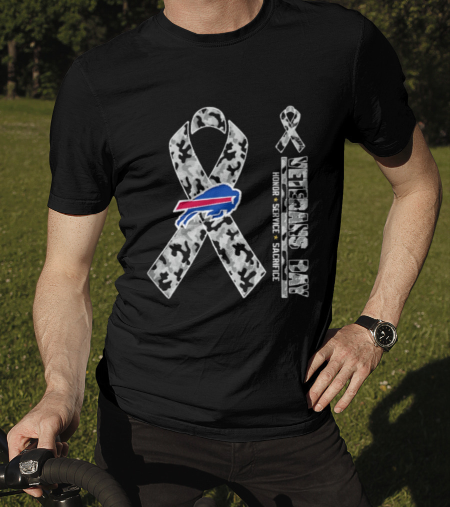 Buffalo Bills Camo Ribbon Veterans Day Honor Service Sacrifice T-Shirt