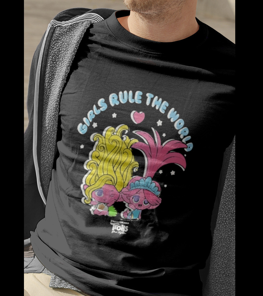 DreamWorks Trolls Band Together Girls Rule The World Bright Colorful T-Shirt