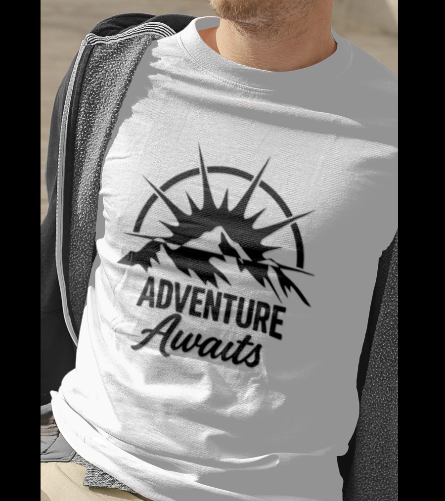 Adventure Awaits Mountain Sunset Vinyl Decal T-Shirt