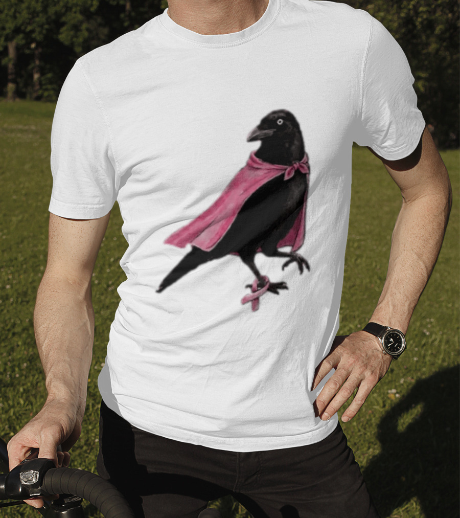 Breast Cancer Awareness Month Pink Ribbon Crow We Wear Pink In October T-Shirt