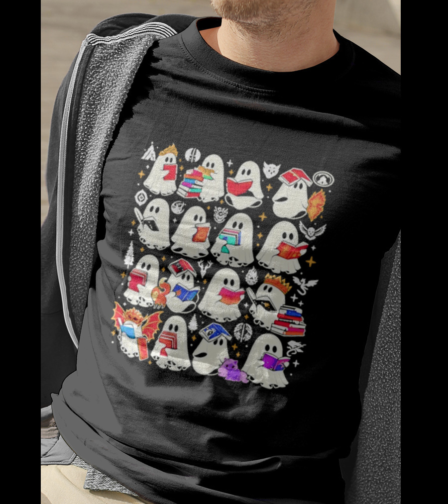Ghosts Reading Books Halloween Costume Party T-Shirt
