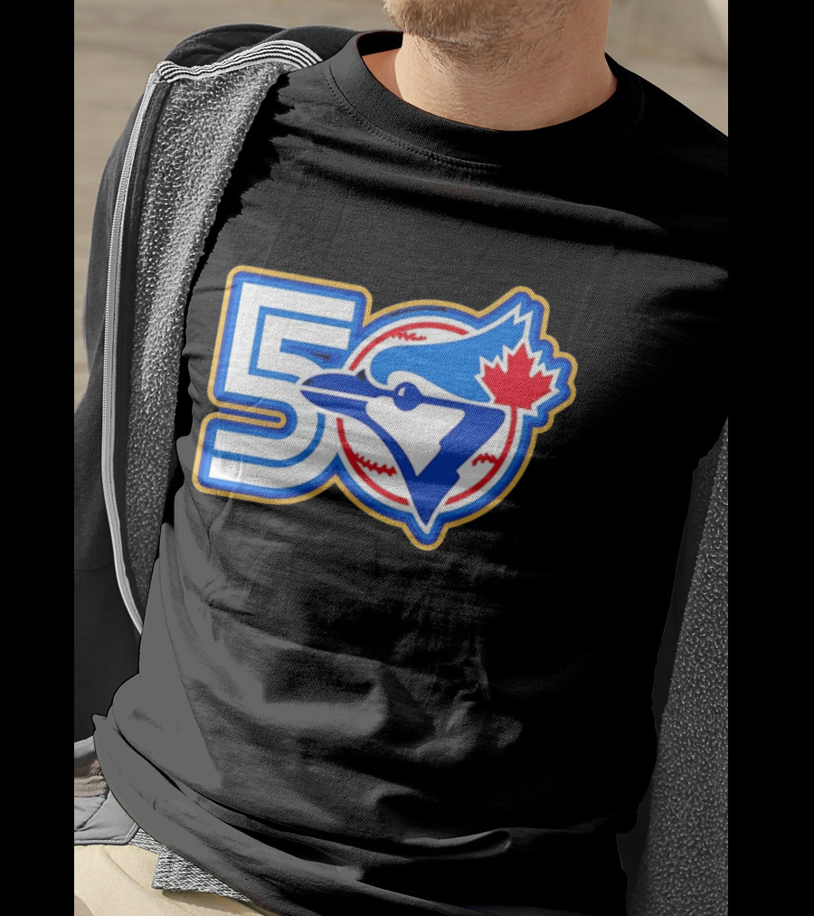 Toronto Blue Jays 50th Anniversary Logo With Maple Leaf And Baseball T-Shirt