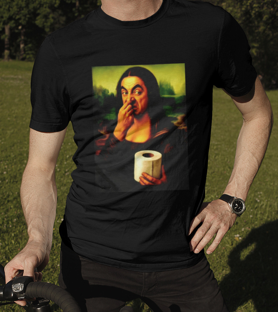 Rowan Atkinson Mona Lisa Nose Picking Toilet Roll Holding T-Shirt