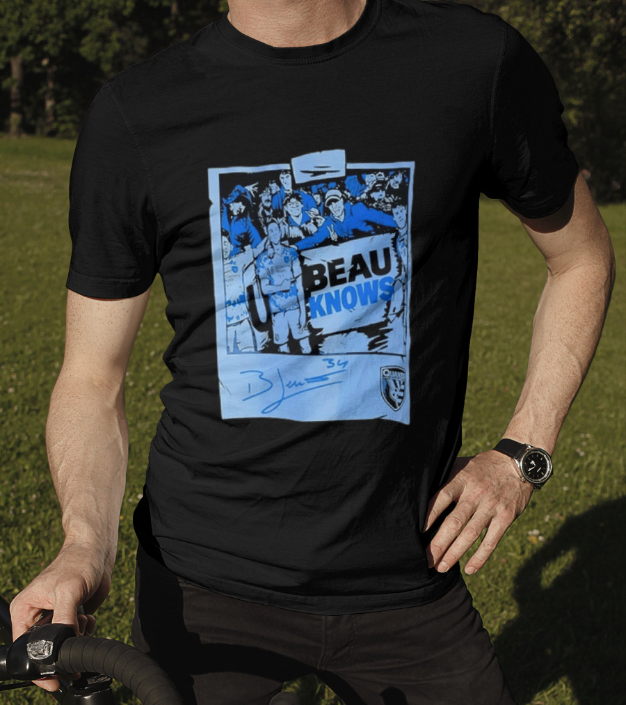 Beau Knows San Jose Earthquakes Soccer Fan Art Blue Signature T-Shirt