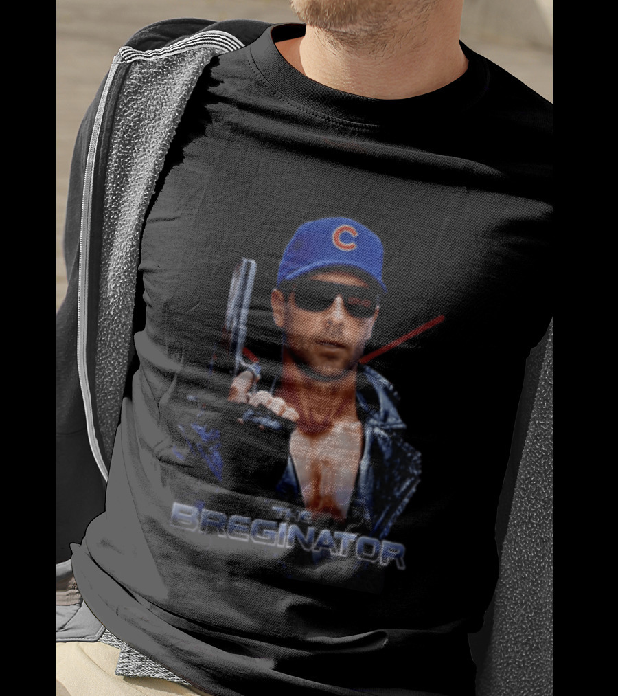 The Breginator Terminator Chicago Cubs Sunglasses Holding Gun T-Shirt