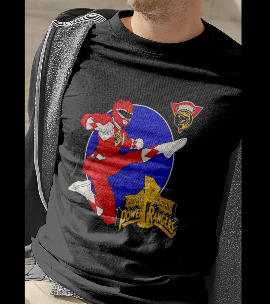 Jason Red Ranger Mighty Morphin Power Rangers Iconic Kick Pose Lion T-Shirt
