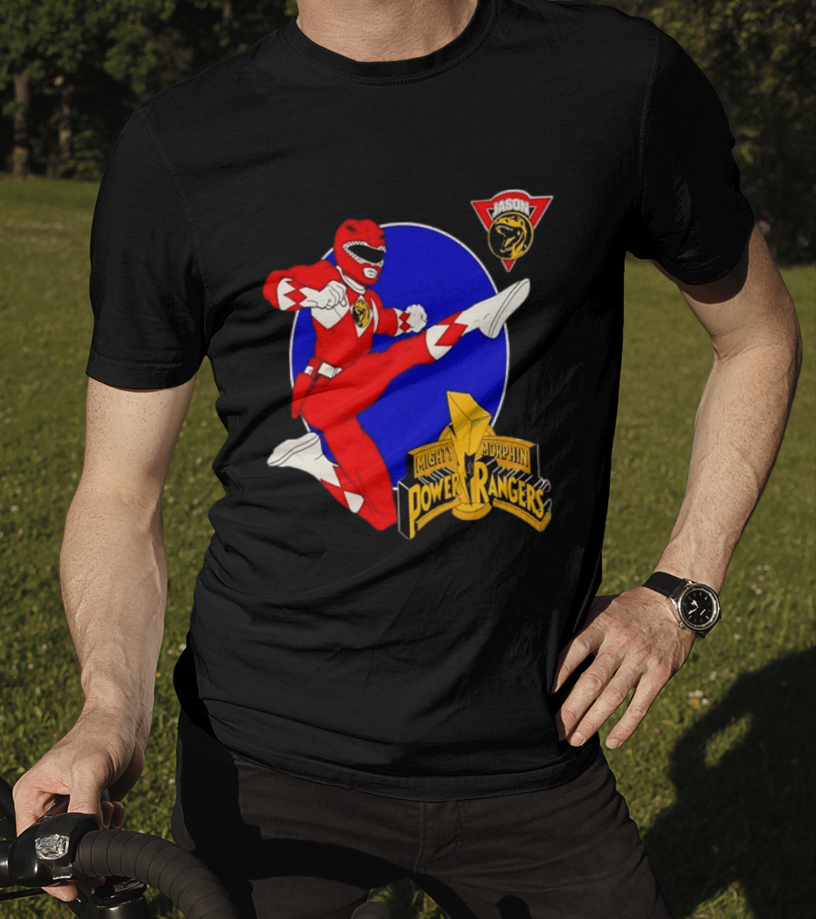 Jason Red Ranger Mighty Morphin Power Rangers Iconic Kick Pose Lion T-Shirt
