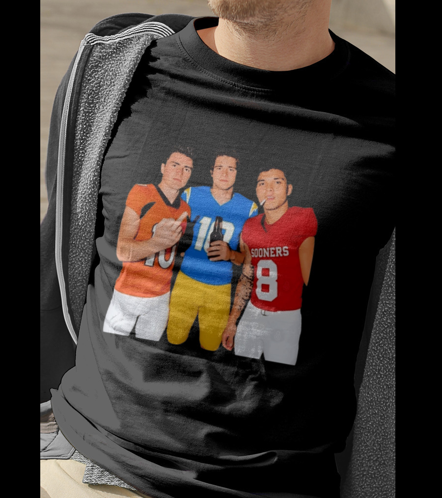 Bo Nix Justin Herbert Dillon Gabriel Football Players Gesture And Cigarette T-Shirt